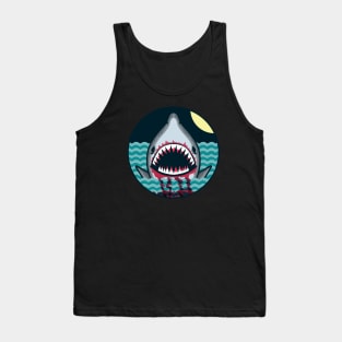 Dark night at the sea - wild shark appear Tank Top